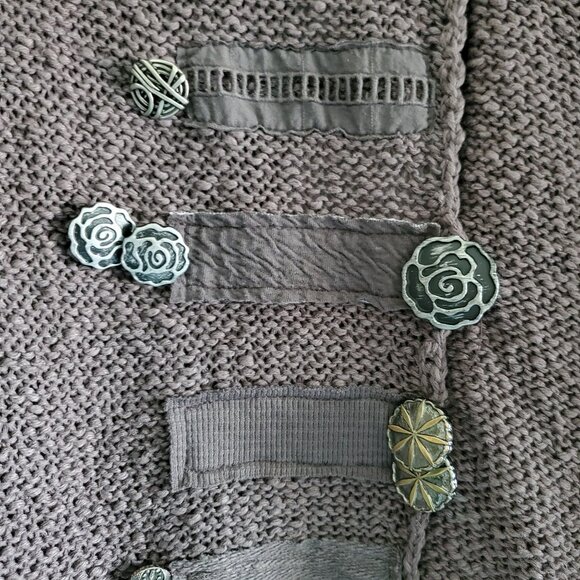 Asymmetrical Cardigan with Unique Button Details Thunder Grey Size Medium - Picture 4 of 14